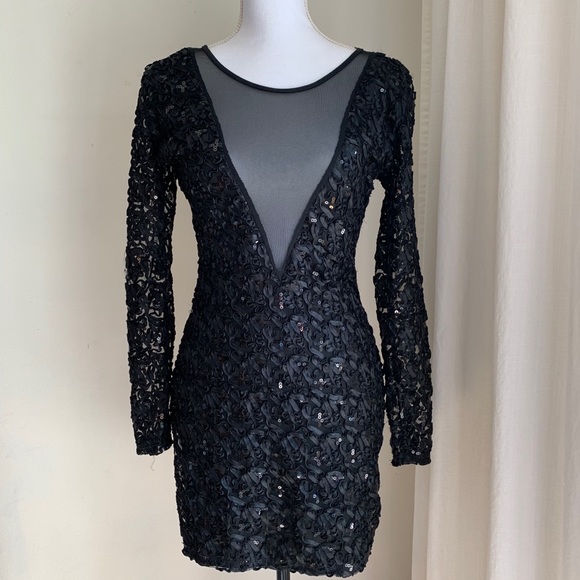 unknown Dresses & Skirts - Sequenced Black Mini Dress | Small | LBD | Small